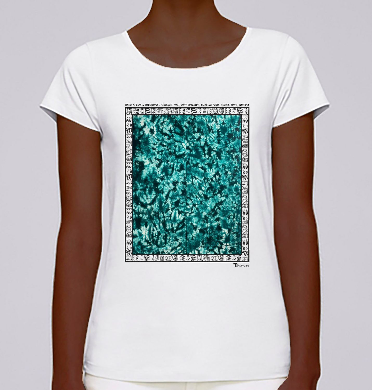 TEE SHIRT TEXTILE BATIK AFRICAIN TURQUOISE