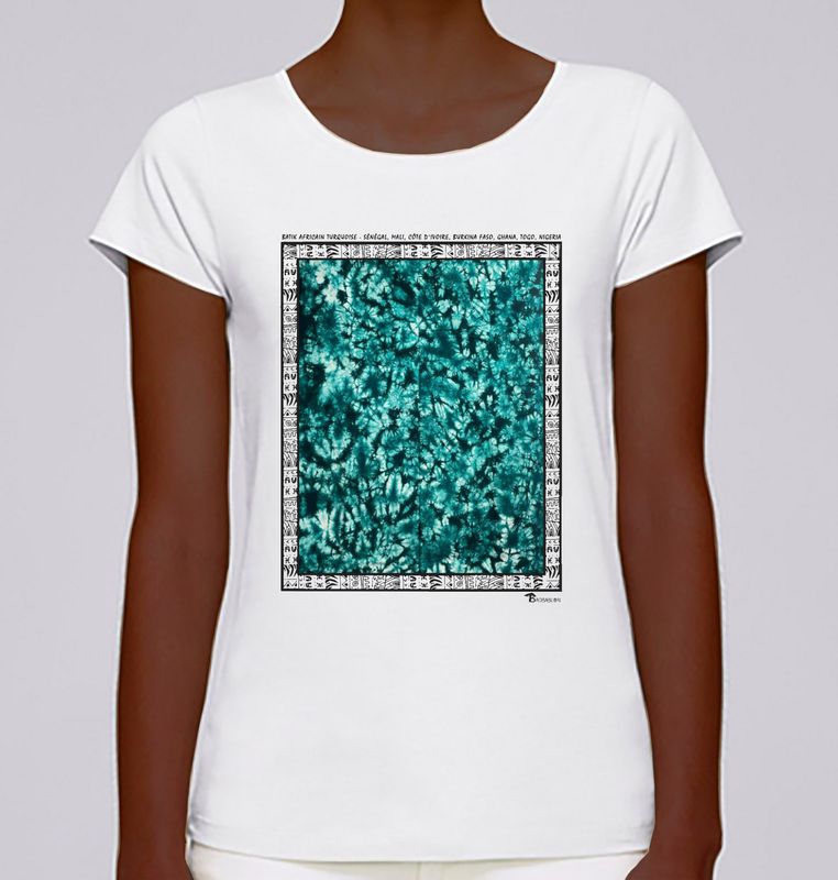 TEE SHIRT TEXTILE BATIK AFRICAIN TURQUOISE