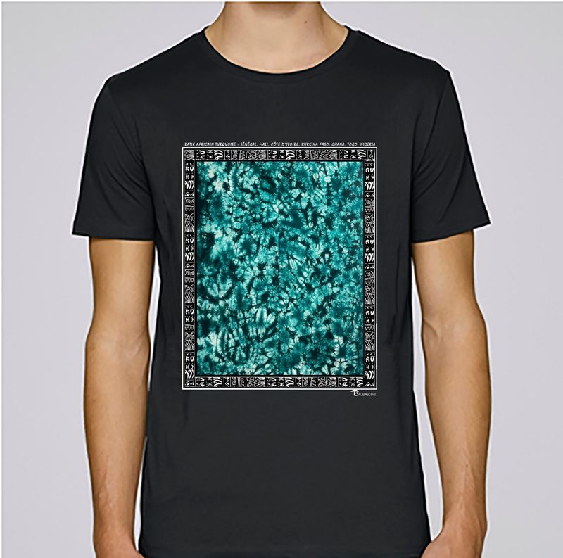 TEE SHIRT TEXTILE BATIK AFRICAIN TURQUOISE