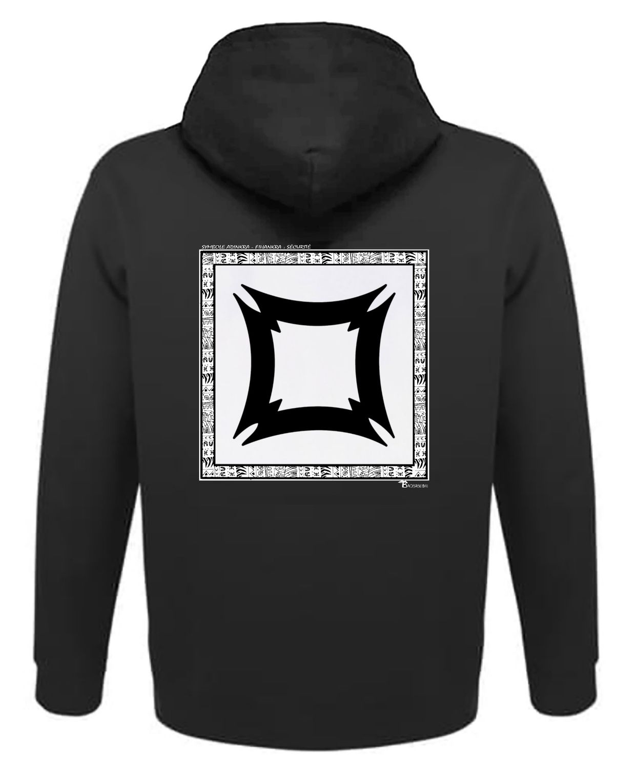 SWEAT A CAPUCHE SYMBOLE ADINKRA  "FIHANKRA "  SÉCURITÉ