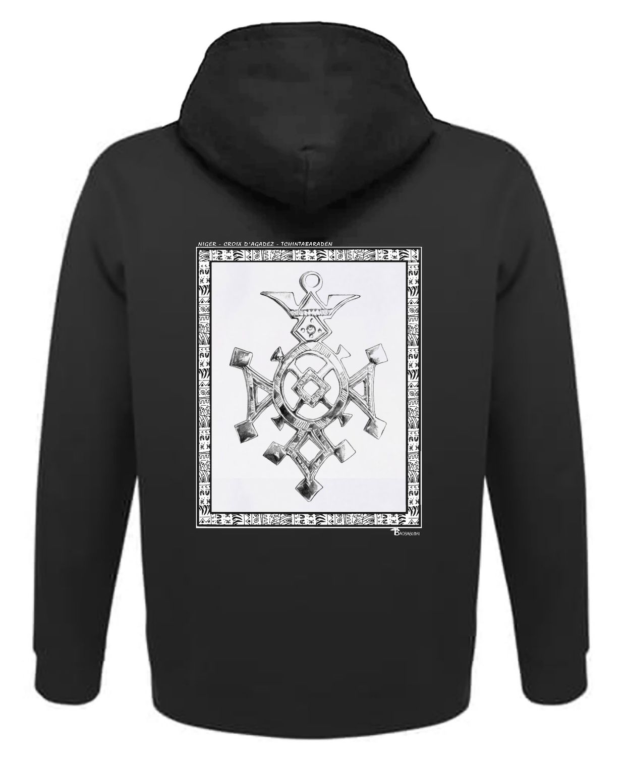 SWEAT A CAPUCHE FASHION  BIJOUX CROIX D'AGADEZ TCHINTABARADEN