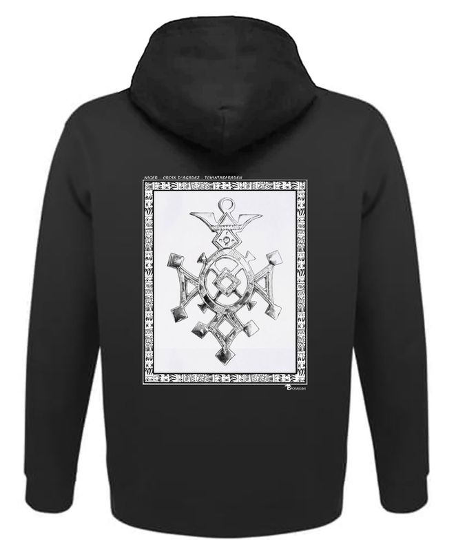 SWEAT A CAPUCHE FASHION  BIJOUX CROIX D'AGADEZ TCHINTABARADEN