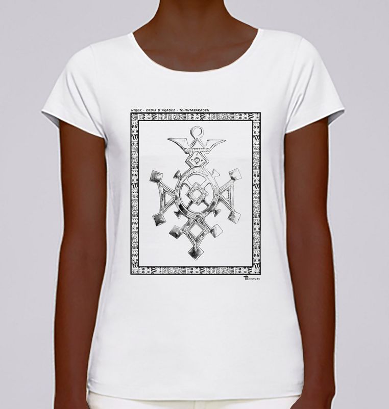 TEE SHIRT FASHION  BIJOUX CROIX D'AGADEZ TCHINTABARADEN