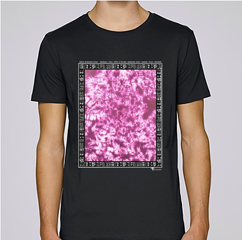 TEE SHIRT TEXTILE BATIK AFRICAIN ROSE
