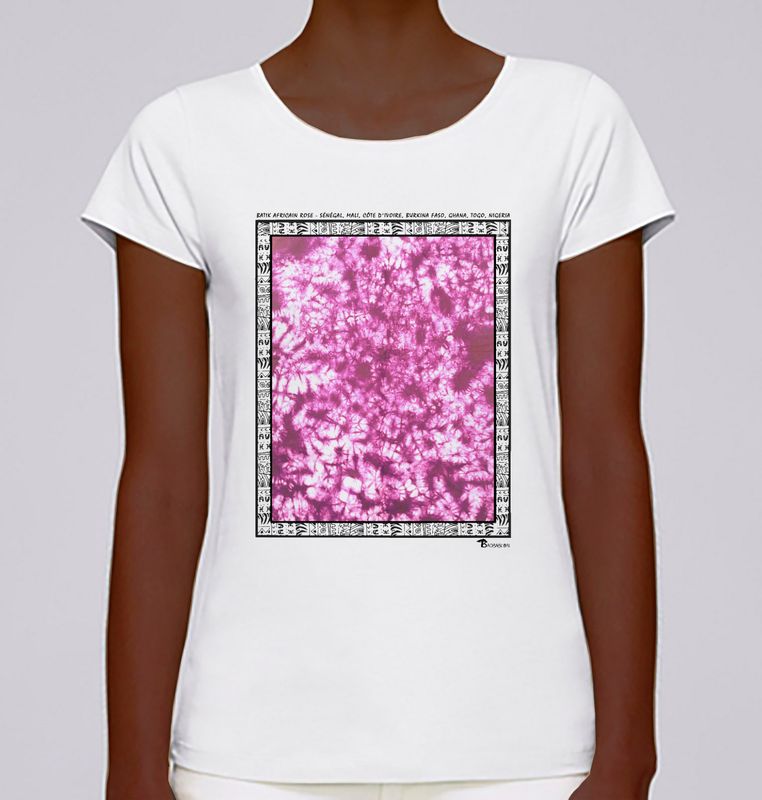 TEE SHIRT TEXTILE BATIK AFRICAIN ROSE