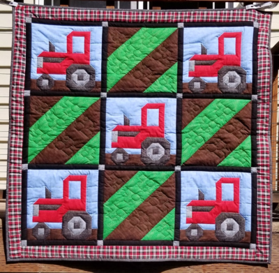 Plowing the Field - Finished Size 45x45, 12 inch tractor block - PDF