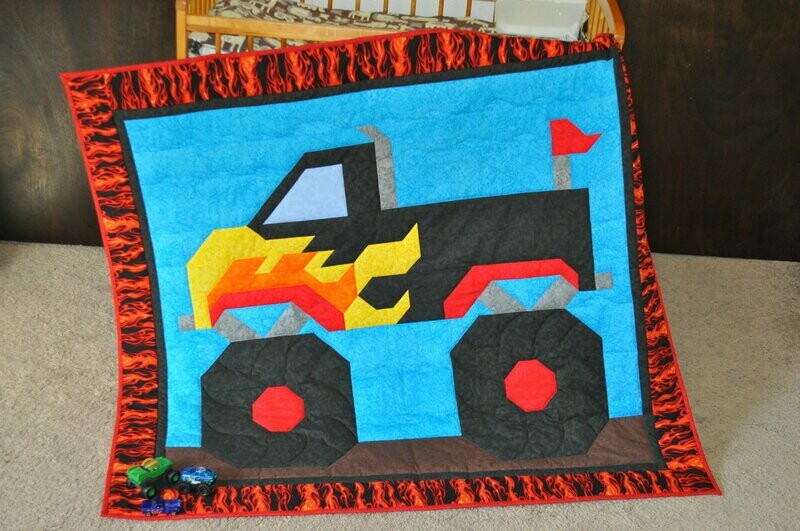 Monster Truck Boy Quilt Pattern - 3 sizes - PDF