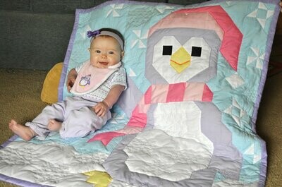 Penguin Baby Quilt Pattern - 3 Sizes - PDF