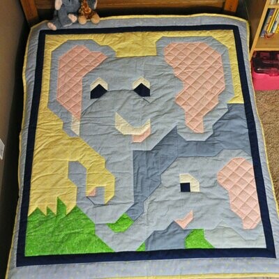Elephant Baby Quilt Pattern - 3 Sizes - PDF