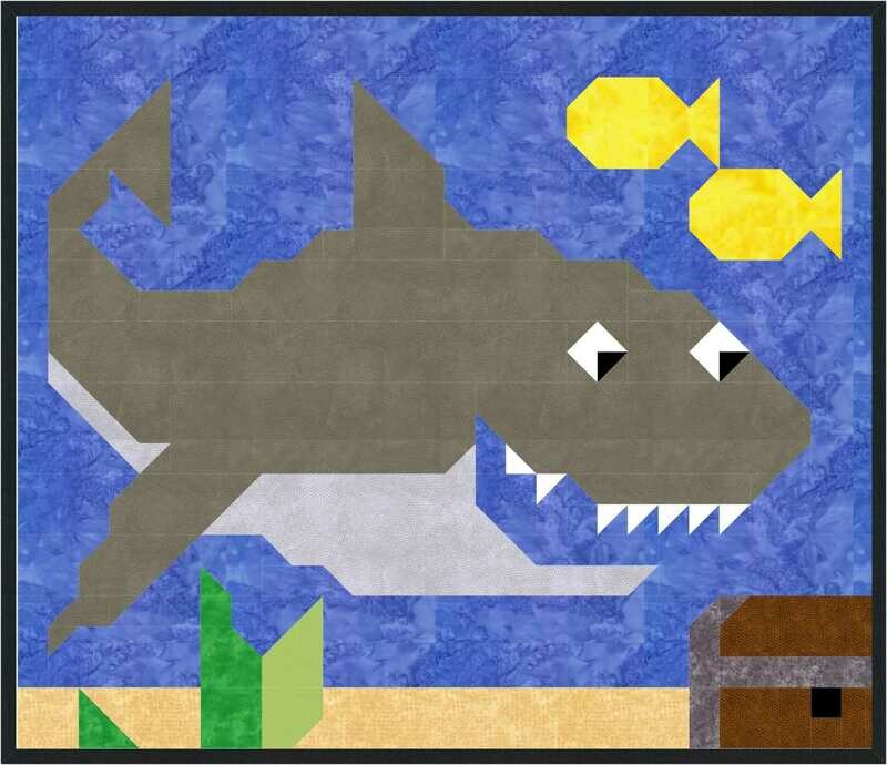 Shark Quilt Pattern - 3 Sizes -PDF