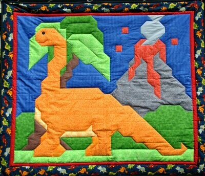 Brontosaurus, Dinosaur Quilt Pattern - 3 sizes - PDF