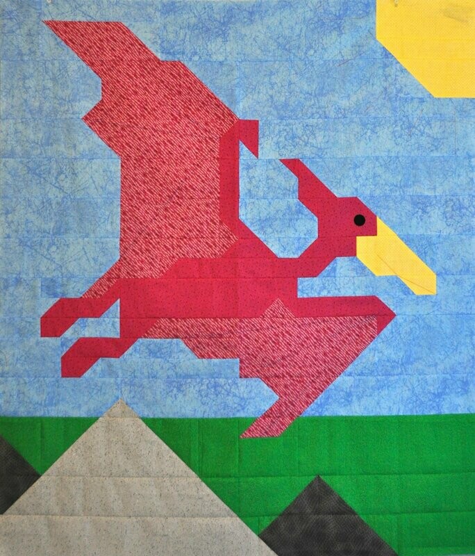 Pterodactyl Dinosaur Quilt Pattern - 3 Sizes -PDF