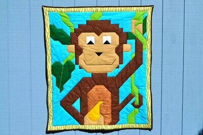 Monkey Baby Quilt Pattern - 3 Sizes - PDF