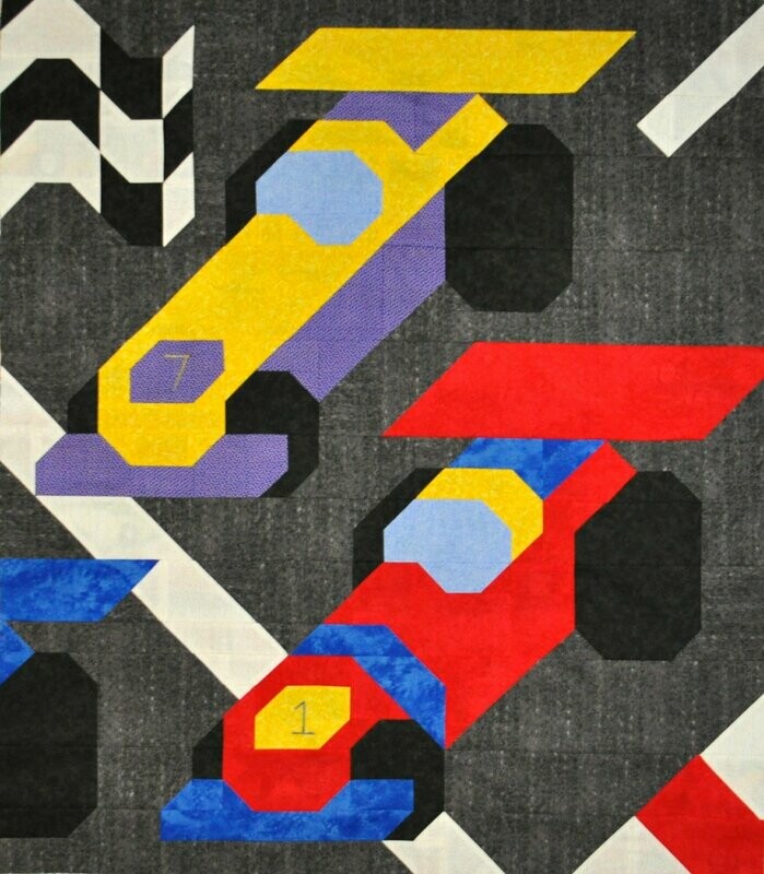 Race Car Quilt Pattern - 3 Sizes - PDF