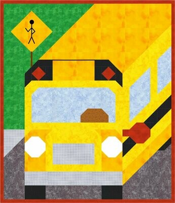 School Bus Quilt Pattern - 3 Sizes - PDF