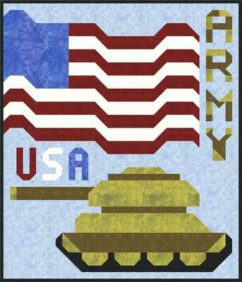 Army Quilt Pattern, Full Size 72x84, PDF