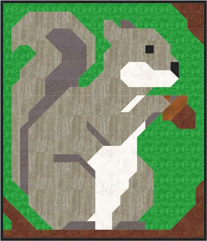 Squirrel Baby Quilt Pattern - 3 sizes - PDF