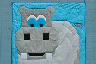 Hippo Baby Quilt Pattern - 3 Sizes - PDF