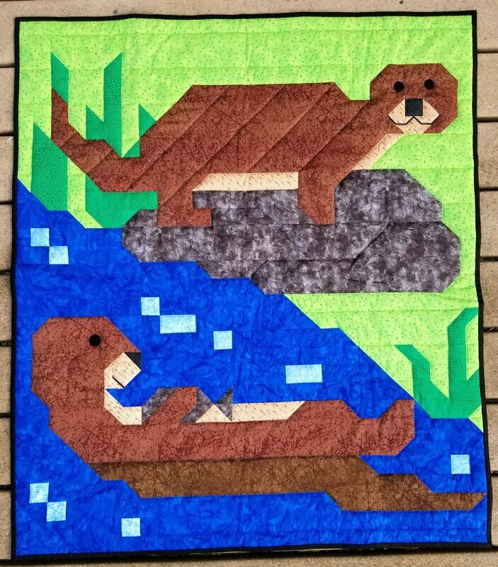 Otter Quilt Pattern - 39x45, 26x30, 52x60 - PDF