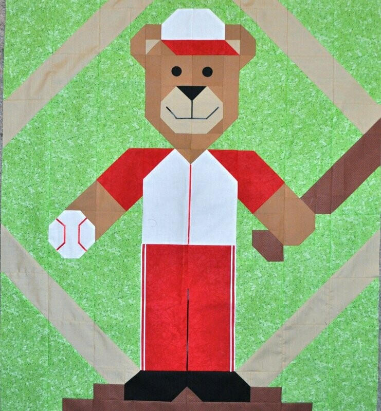 Baseball bear Quilt Pattern - 3 Sizes - PDF