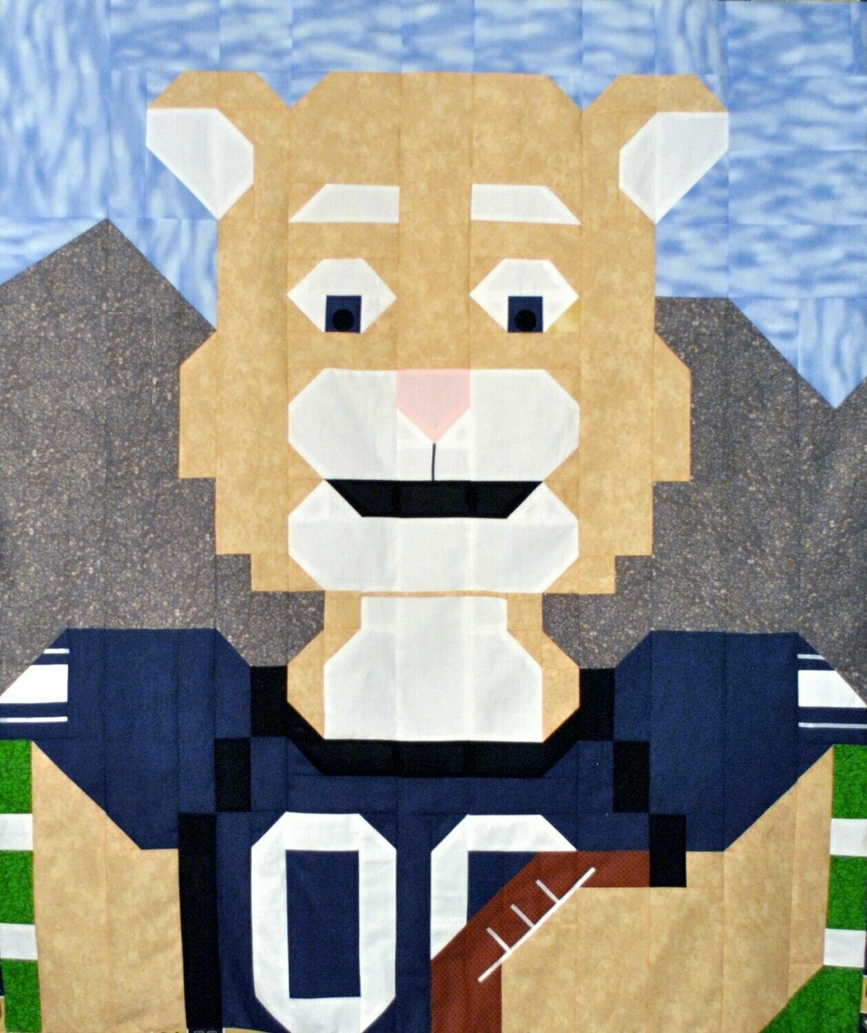 Football Cougar Mascot Quilt Pattern - 3 Sizes - PDF