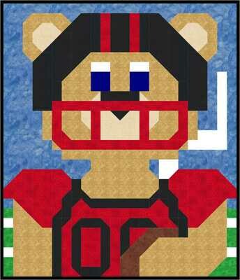 Football Bear Mascot Quilt Pattern - 3 Sizes - PDF