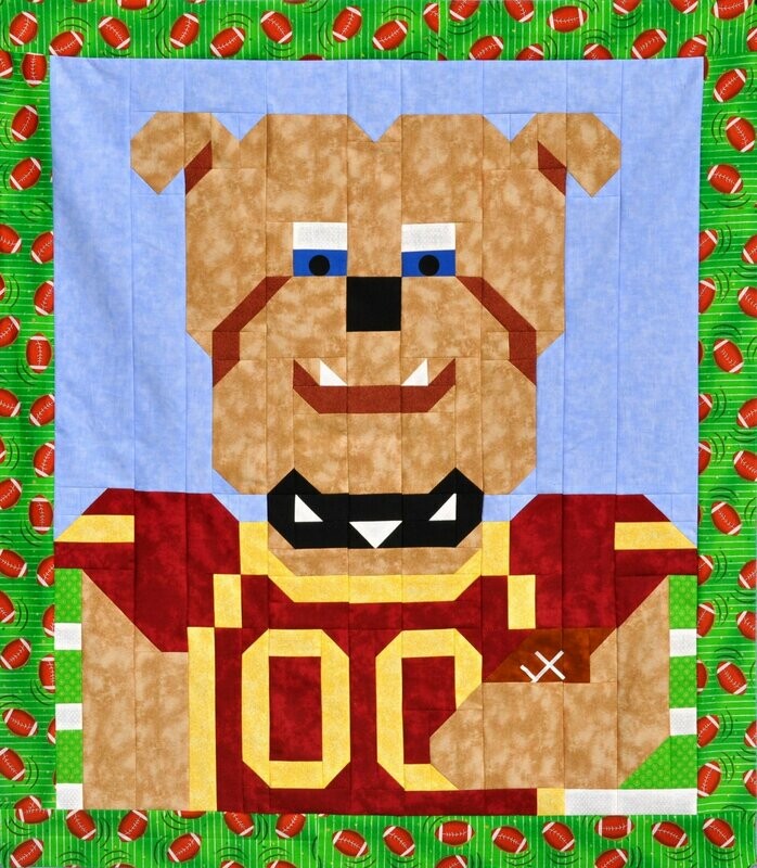 Football Bulldog Mascot - 3 Sizes - PDF