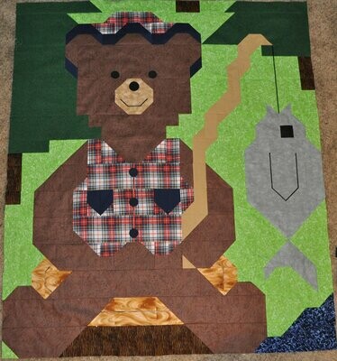 Fishing Bear Quilt Pattern - 3 Sizes - PDF