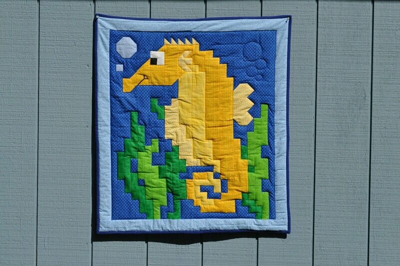 Seahorse  Quilt Pattern - 3 Sizes -PDF