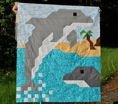 Dolphin Quilt Pattern - 3 Sizes - PDF