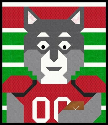 Football Wolf Mascot Quilt Pattern - 3 Sizes - PDF