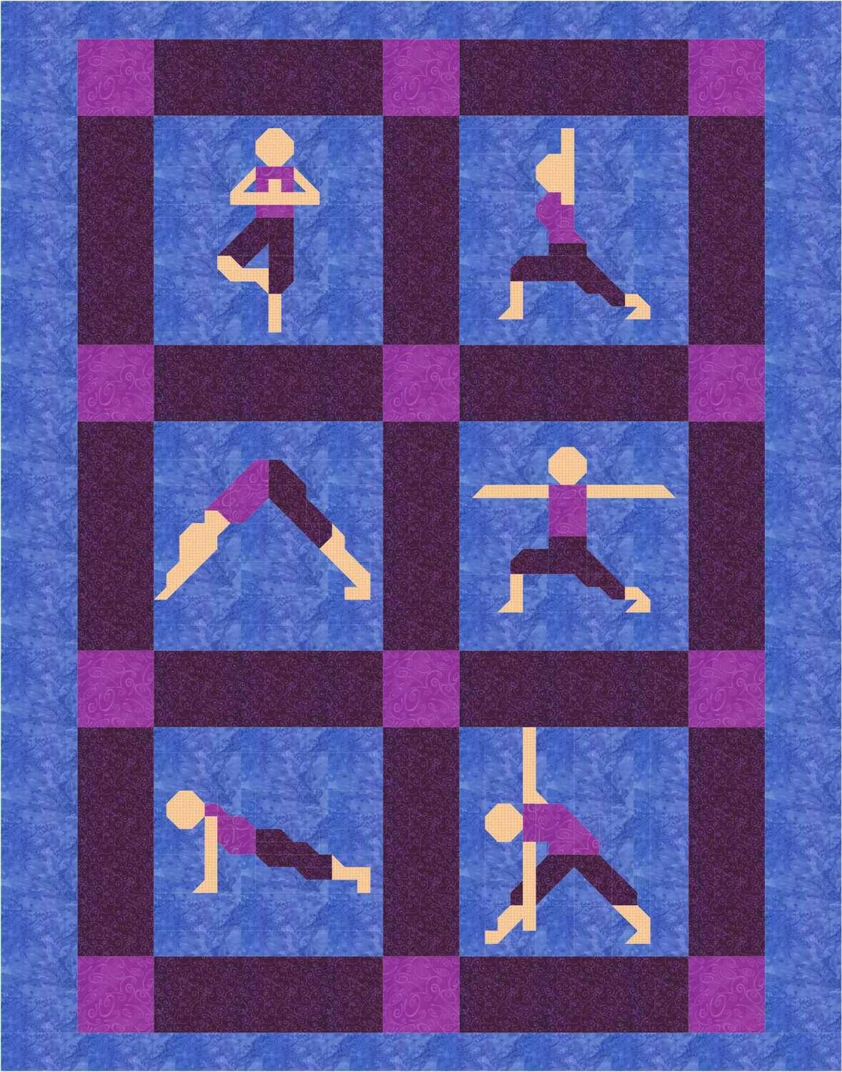 Yoga Twin Quilt Pattern, Finished size 66x84, PDF