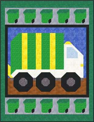 Garbage Truck Twin Quilt Pattern - 66x86 - PDF