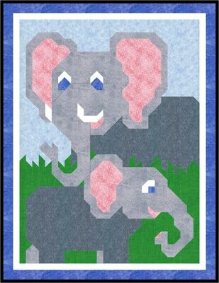 Elephant Twin Quilt Pattern - 66x86 - PDF
