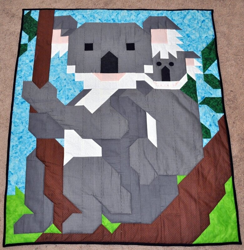 Koala and Baby Quilt Pattern - 3 Sizes - PDF