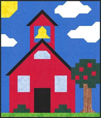 School House Quilt Pattern - 3 Sizes - PDF