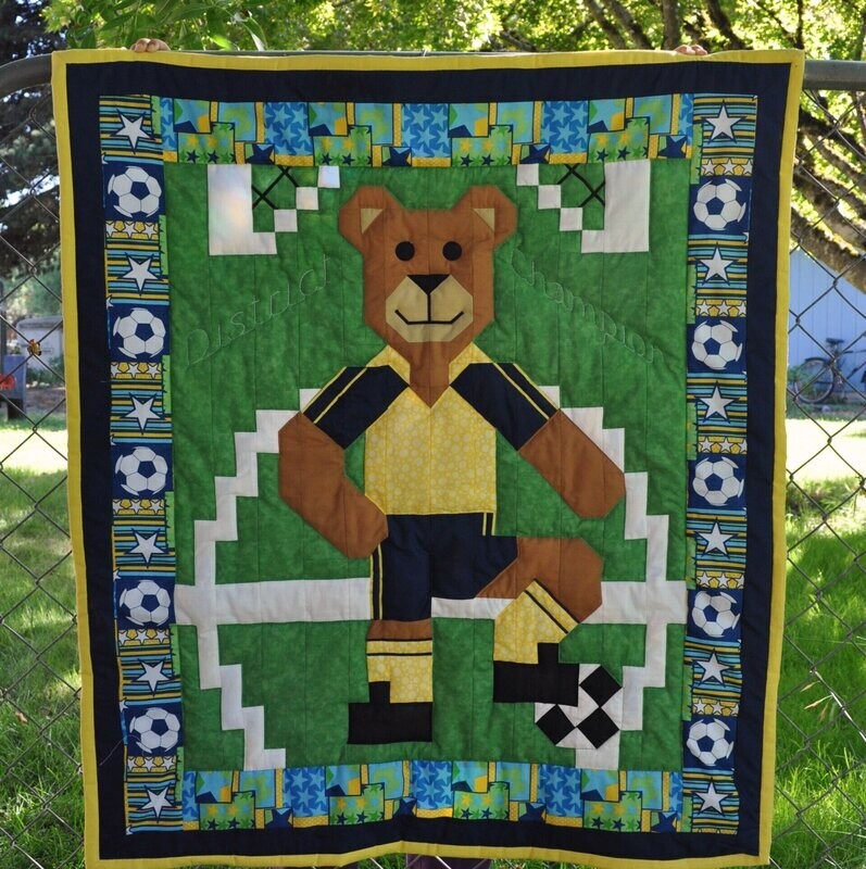 Soccer Bear Quilt Pattern - 3 Sizes - PDF