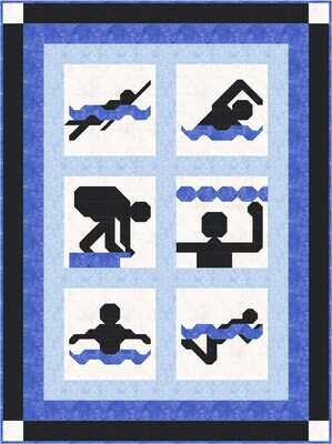 Swimming Twin Size Quilt Pattern 64x86 PDF