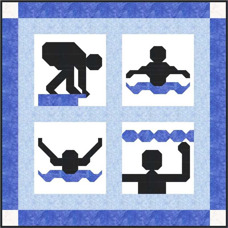 Swimming Butterfly, 56x65 Throw, 18x18 blocks, PDF
