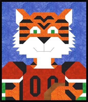 Football Tiger Mascot Quilt Pattern, 3 Sizes, Digital Copy