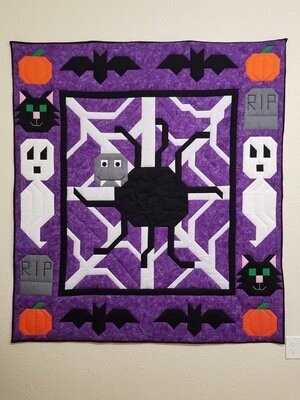 Halloween Quilt Pattern, Throw Size 60x66 and 40x44, digital copy PDF