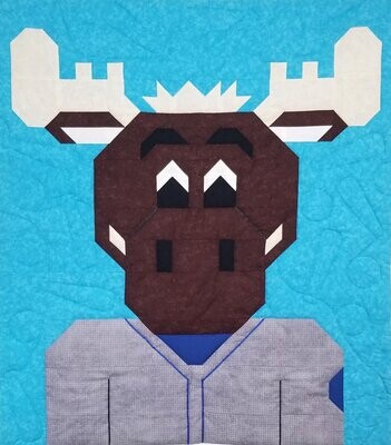 Moose Mascot Quilt Pattern, 3 Sizes, Instant Download