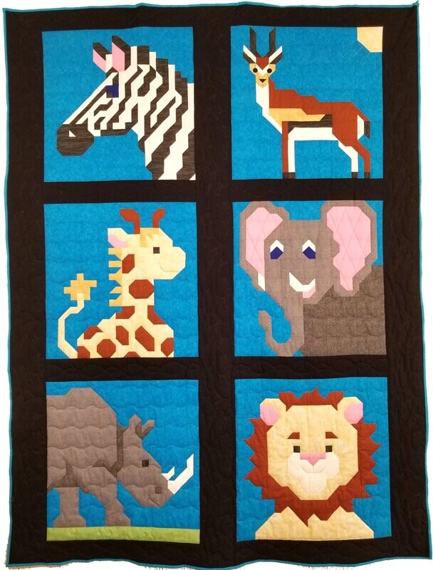Safari Animals, 66x86 Twin, Instant Download PDF