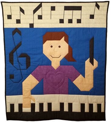 Music Teacher Quilt Pattern in 3 sizes as instant download PDF