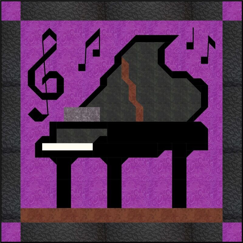 Grand Piano Quilt Pattern with Multiple sizes, Instant Download PDF