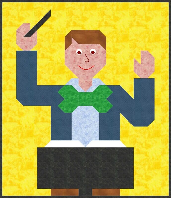 Band Director Quilt Pattern, 3 Sizes, Instant Download PDF