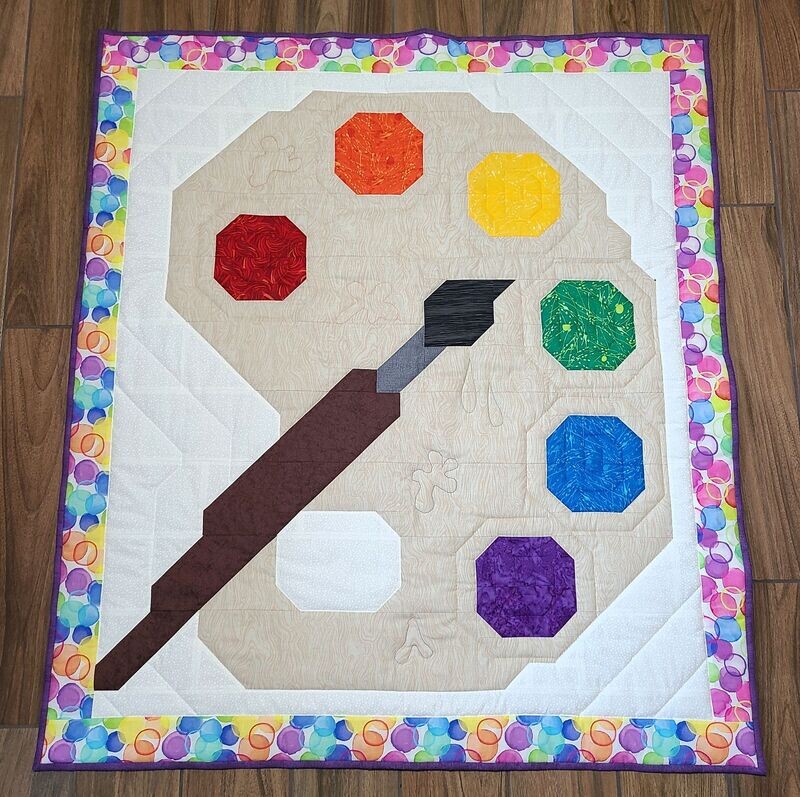 Painting Quilt Pattern, 3 sizes, Instant Download PDF