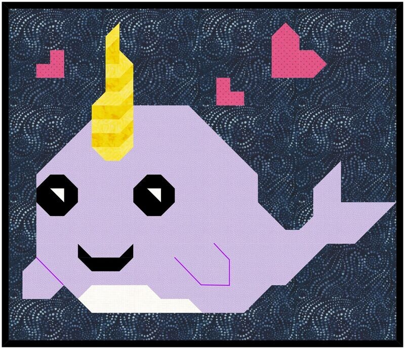 Narwhal Quilt Pattern,  3 sizes, Instant Download PDF