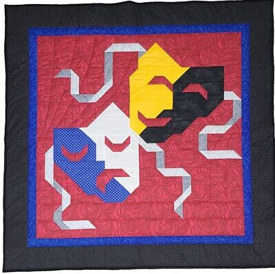 Theater Masks Quilt Pattern with 3 sizes, Digital copy