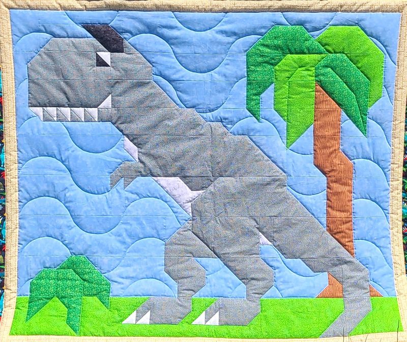 Carnotaurus Dinosaur Quilt Pattern, with Multiple Sizes